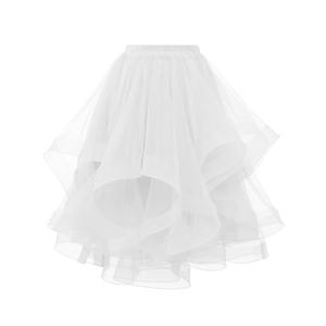 DRESSTELLS White Tulle Skirts for Women Midi A Line Elastic High Waisted Summer Tiered Layered Puffy Tutu Fluffy Wedding Party Birthday Skirt, White, S