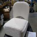 GREENSTELL Small Vanity Stool Chair with Storage and Folding Back, 13.4" x 15" x 30" Square Faux Fur Soft Ottoman, 4 Metal Legs with Anti-Slip Feet, Furry Padded Seat for Makeup, Bedroom, White