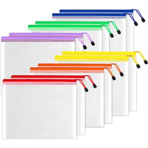 SUNEE Plastic Mesh Zipper Pouch 10x14 in (6 Colors, 12 Packs),Extra Large Water-Resistant Zip Bag for School Office Supplies, Puzzles & Games Organizing Storage (Multicolored) SUNEE Plastic Mesh Zipper Pouch 10x14 in (6 Colors, 12 Packs),Extra Large Water-Resistant Zip Bag for School Office Supplies, Puzzles & Games Organizing Storage (Multicolored)