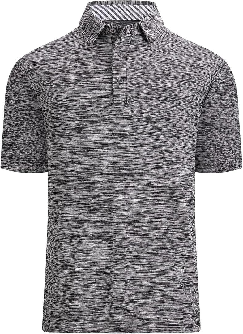 Alex Vando Mens Golf Shirt Moisture Wicking Quick-Dry Short Sleeve Casual Polo Shirts for Men (Small, Black)