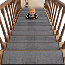 Robmic 7pcs 8X30 Inches Non-Slip Stair Treads for Wooden Steps Indoor, Machine Washable Rubber Backing Runners, Residue Free Carpet for Kids and Dogs (Black)