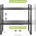 Across-Star Expandable Cabinet Shelf Organizer Rack, Stackable Kitchen Countertop Organizer Storage Shelves, Adjustable Height Pantry Counter Shelf Riser Spice Rack (Black, 2 Pack)