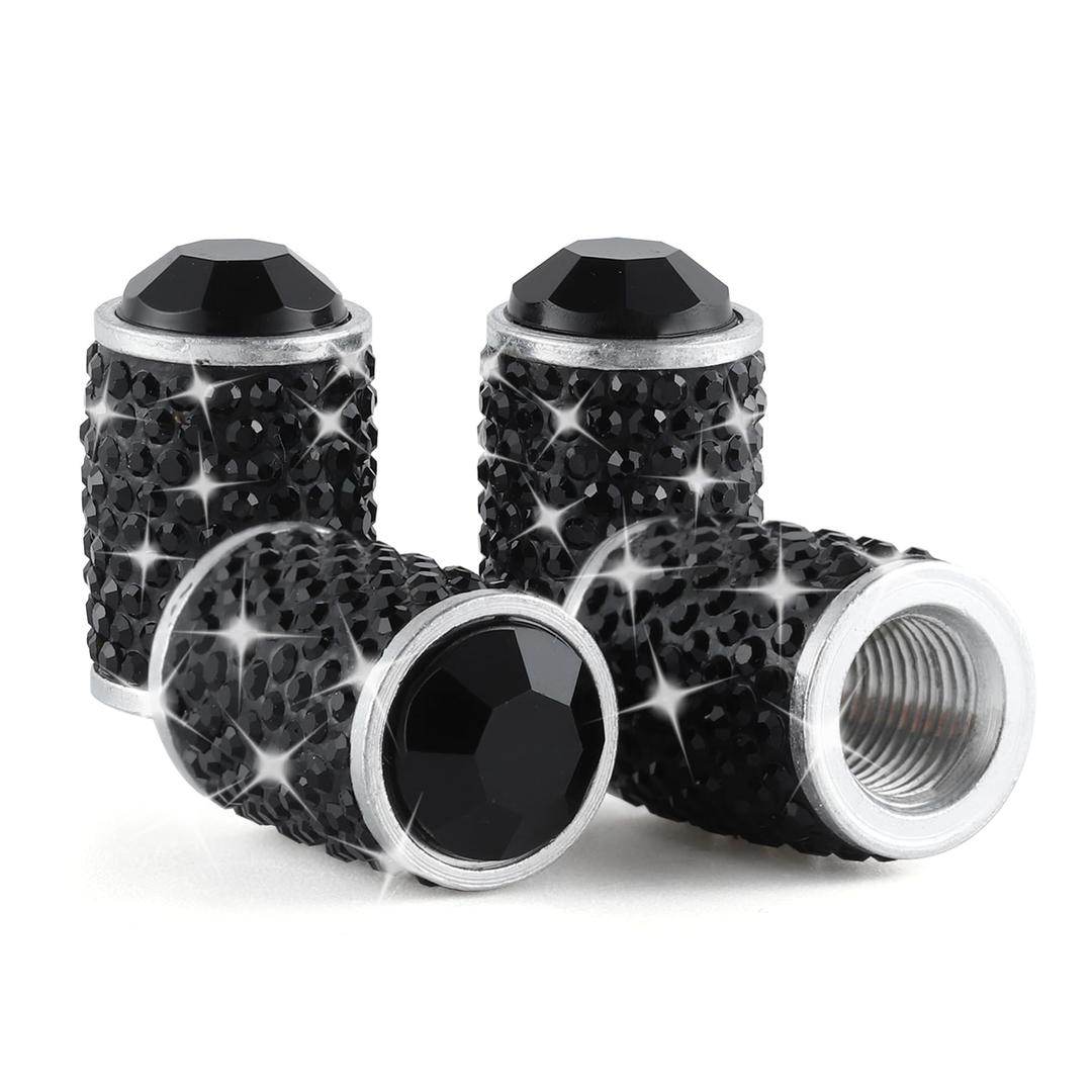 Bling Valve Stem Caps 4 Pcs Crystal Rhinestone Car Tire Valve Covers Universal Dustproof Car Tire Air Valve Caps for Trucks, SUVs, Bikes and Motorcycles