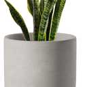 LE TAUCI 10 Inch Plant Pot, Ceramic Pots for Plants with Drainage Hole and Rubber Plug, Plant Pots Indoor for Home Garden Patio Office, Cylinder Flower Planter Pot, Neutral Gray