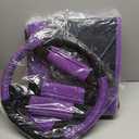 FH Group Full Set Car Seat Covers Cloth, Universal Fit combo, Set with Steering Wheel Cover and Seat Belt Pad fits Most Cars, SUVs, Trucks Purple