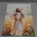 GKQNMU Jesus Carrying The Lamb Canvas Wall Art Jesus leaves the 99 sheep Wall Decor Picture Christ the Good Shepherd Printed Painting for Living room bedroom church Decoration Ready to Hang