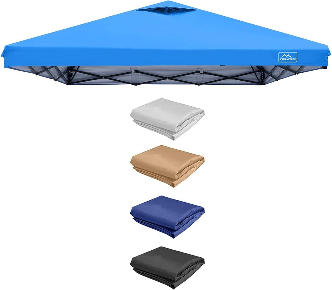 KAMPKEEPER Replacement Top Pop Up Canopy Tent Cover Roof with Air Vent and Adjustable Elastic Strap, Polyester UV Waterproof for Outdoor Garden Patio Sun Shade(Top Only) (Light Blue, 8x8FT)