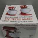 Ice Cream Maker Attachment for KitchenAid, Fits KitchenAid 4.5/5QT & 6QT Mixers, Frozen Ice Cream & Sorbet Gelato Maker, 2 Quart, White