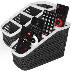 Remote Control Holder (Set of 2) Remote Caddy, TV Remote Control Organizer, 4 Compartment Remote Keeper Storage, Remote Organizer for Table, Desktop