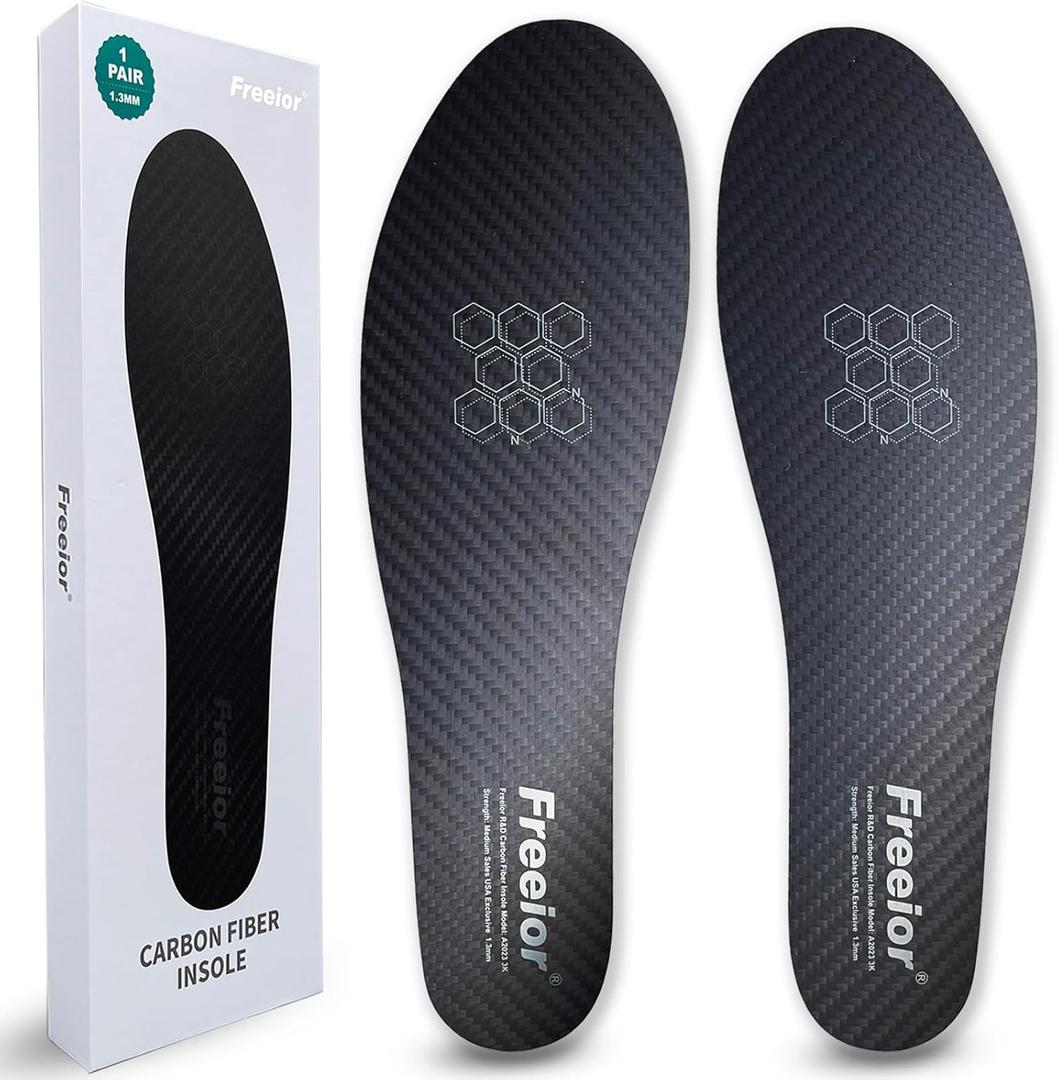 Carbon Fiber Insole for Pain Relief of Turf Toe, Hallux Rigidus and Limitus, Foot Fractures Recovery, Rigid Thin Foot Plate Carbon Fiber Shoe Inserts for Men Women 1 Pair 11.42"- 290mm (Women's 13, Men's 12)