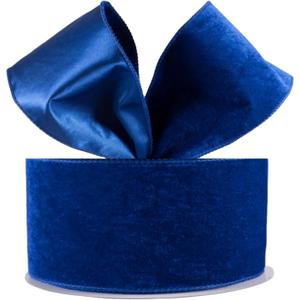 Meseey 1.5 Inch 10 Yards Double-Faced Royal Blue Velvet Wired Ribbon Luxury Velvet with Satin Back Wired Edge Ribbons for Christmas Tree Decor, Wreath Making, Gift Wrapping & Holiday Party Supplies