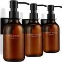 Shampoo and Conditioner Dispenser Wall Mounted Set of 3 Amber Black - No Drill Shower Soap Dispenser for Bathroom Refillable - Spa Hotel Style Accessories by MaisoNovo