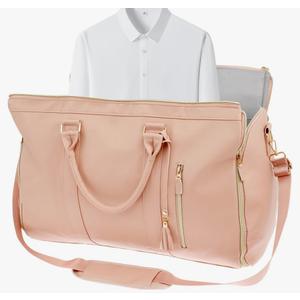 Convertible Duffel Garment Bag, Garment Duffle Bags for Travel, Weekender Bag with Shoe Pouch, Large Carry on Garment Bag for Women, 2 in 1 Hanging Suitcase Suit (Pink)