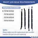 Weatherstrip Outer Front and Rear Door Window Trim Belt 75740-0C022 75730-0C022 75720-0C010 75710-0C010 Fit for Toyota Tundra 2000-2006 Lower Window Glass Seal Weather Stripping Molding