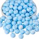 Ornaland 100 Pcs 15mm Silicone Beads Bulk Round Silicone Beads for Keychain Making Pens Bracelets Lanyards and DIY Supplies(Light Sky Blue)