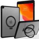 VENINGO iPad 9th Generation Case,iPad 8th Gen Case, iPad 7th Gen Case, iPad 10.2 Case, Foldable Kickstand Ring Translucent Matte Slim Thin Not Yellow Shockproof Protective Tablet Cover, Black