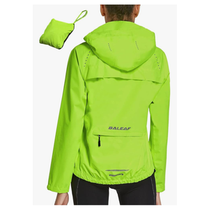 baleaf Women's Rain Jackets Waterproof Windbreaker Packable Running Lightweight Cycling Jacket Reflective Hooded M