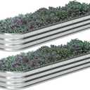 zizin 2 Pack Oval Galvanized Raised Garden Bed Kit 8x2x1ft Large Metal Planter Box for Outdoor Vegetables, Silver