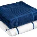 T-fal Solid & Checked Parquet Kitchen Towels: Highly Absorbent, Super Soft Long Lasting - 100% Cotton, 16"x26" Dish Towels for Cleaning & Drying Dishes, Pans, Glassware, or Countertops, (2-Pack), Blue