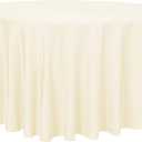 sancua Round Tablecloth - 108 Inch - Water Resistant Spill Proof Washable Polyester Table Cloth Decorative Fabric Table Cover for Dining Tables, Buffet Parties and Camping, Beige