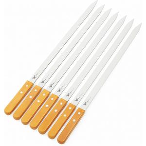 G & F Products BBQ Skewers, 23" x 5/8" Stainless Steel Flat Metal Skewers with Wooden Handles, Heavy-Duty 8-Piece Set with Camouflage Carry Bag for Grilling Meat, Vegetables, and Outdoor Cooking