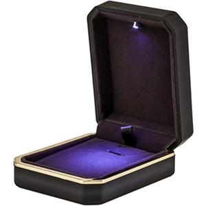 LED Jewelry Gift Box Case Elegant Velvet Necklace Pendant Box Bracelet Box with LED Light for Jewelry Display Wedding Engagment Valentine's Day Black Size2.75"x3.54"x1.38"