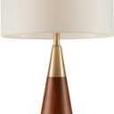 INK+IVY Chrislie Gold White Mid Century Modern Table Lamp , Contemporary Metal Wood Table Lamps for Bedrooms , 13.5"W X 13.5"D X 26"H , Gold / Brown