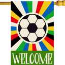Welcome Soccer World Cup House Flag Large 28X40 Inch Big Vertical Double Sided Yard Outdoor Outside Game Day Soccer Holiday Decoration