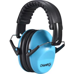 Champs Ear Muffs for Noise Reduction Earmuff Noise Protection Reduction Headphones for Toddlers Kid Children Teen NRR 25dB Safety Hearing Ear Muff Air Shows, Concerts, Firework, Study [Blue]