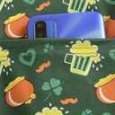 St. Patrick's Day Scrub Tops for Women Stretch Vneck Shamrock Clover Printed Nurse 2 Pockets Holiday Working Uniforms (X-Large)