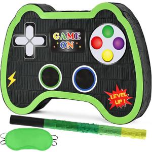 WERNNSAI Video Game Controller Piata - Game Party Supplies Piata Bundle with Blindfold and Bat for Boys Kids Gaming Theme Birthday Party Game Carnival Activity Decorations (15.7" x 12.2" x 3.1")