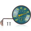 6 Inch Outdoor Thermometer Hygrometer, Large Brass Retro Patio Thermometer, Waterproof Temperature Gauge with Easy to Read Window for Home, Patio, Garden, Garage Wall Mount