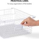 Granrosi Extra Large Stackable Wire Baskets for Organizing Set of 2 White Wire Storage Baskets with Handles; Snacks & Chips Organizer for Pantry; XL Metal Storage Bins for Pantry