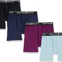 Beverly Hills Polo Club Men's 4 Pack Knit Boxer Short (Purple/Black/Navy/Light Blue) Small