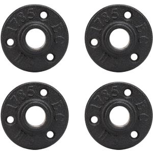 NearMoon Industrial Pipe Floor Flange, Heavy Duty Malleable Iron Pipe Fittings, Black Wall Mounted Vintage DIY Threaded Flange(10 Pack, DN15-1/2 Inch)