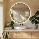 30" Round LED Bathroom Mirror, Wall Mounted Backlit Vanity Mirror with 45 Beveled Frame Lighted Mirror for Bedroom, Fog Free 3-Color Dimmable Lights Memory Function, Black