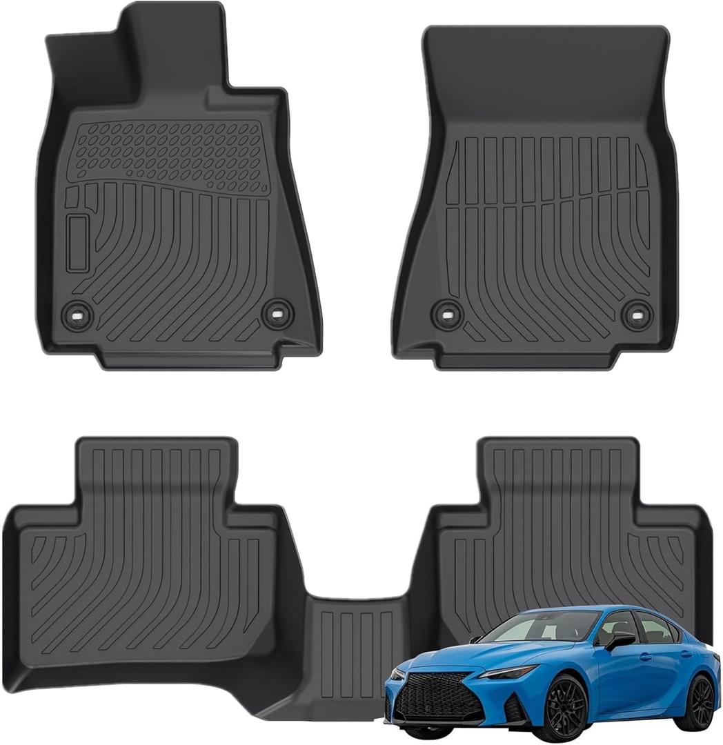 Priprilod Floor Mats Fit for Lexus IS200t/IS250/IS300/IS350 2015-2024 2025 2026 All Weather Protector TPE Floor Liners Custom Fit Car Mats Non-SlipRear-Wheel Drive onlyRWD2WD