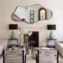 Large Irregular Mirror, 63"x29" Asymmetrical Mirror Full Length, Abstract Wall Mirrors for Dressing, Cloud Shaped Decorative Mirrors for Living Room Bathroom Bedroom Hallway Entryway (Black)