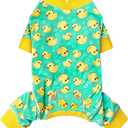 KYEESE Dog Pajamas Soft Dogs Clothes Pet Coat Velvet Dog Pajamas Small Sized Dogs Comfy Doggie Jammies Onesie Stretchy Doggie Pjs Pet Costume with Yellow Ducks Pattern, Small (Small (6-10lbs))