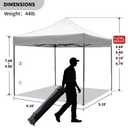 10x10 Durable Pop Up Canopy Tent with Sidewalls, Waterproof Attachable Tent Wall, Privacy Shade for Outdoor Events, Camping, Farmers Market (Light Gray with Awning)