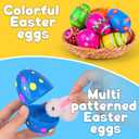 60 Pack Plastic Printed Easter Eggs, 3.15'' Tall Fillable Empty Eggs Bulks for Easter Eggs Hunt, Easter Basket Stuffers Fillers, Classroom Prize Supplies, Filling Treats and Party Favors
