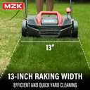 MZK 13-inch 2-in-1 Electric Dethatcher and Scarifier w/Removeable 4-Position Height Adjustment,Lawn dethatcher w/8-Gallon Thatch Collection Bag,Keep Lawn Health, Red/Black