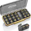Pill Organizer 3 Times A Day, 7 Day Pill Box 3 Times A Day - Acedada Weekly Vitamin Box Organizer with 7 Separate Containers, Portable Daily Medicine Planner Case for Vitamin Fish Oil Supplement, Black Grey