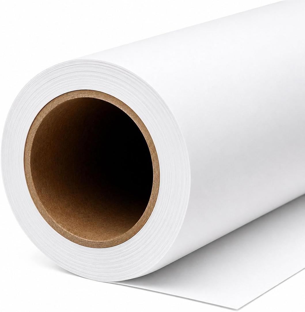 Seamless Paper Background for Photography Photo Studio Backdrop Roll (53" x16.4', Arctic White)