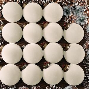 Liliful 15 Pcs Velvet Christmas Balls Bulk Flocked Christmas Tree Ball Ornaments Plastic Xmas Decorative Hanging Ornaments(Creamy White,3.15 Inch)