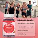 PQQ Gummies Supplement 40mg, CoQ10 Gummies 100mg for Adults, Two Ways Support Cellular Energy & Brain, Nerve, Heart, Immune Health, Antioxidant, Non GMO, Gluten Free, Vegan, Sugar Free, Grape, 60