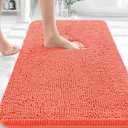 OLANLY Bathroom Rugs 30x20, Extra Soft Absorbent Chenille Bath Rugs, Rubber Backing Quick Dry, Machine Washable Bath Mats for Bathroom Floor, Tub and Shower, Home Decor Accessories, Coral