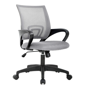 BestOffice | Ergonomic Office Chair | Mid-Back Swivel Desk Chair | Breathable Backrest & Lumbar Support | Adjustable Height | Sponge Seat | Rolling Wheels | Dark Black | for Adults & Women