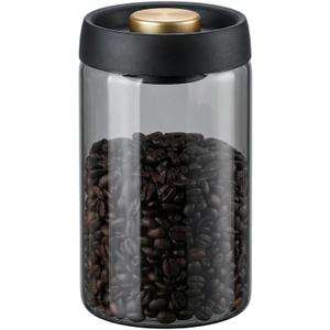 LOEZ Airless Vacuum Coffee Canister, Borosilicate Glass Food Storage Jar with Pump Lid to Stop Oxidation, for Beans, Tea & Dry Goods (40oz/1200ml - Gray)