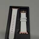 Fullmosa Leather Band Compatible with Apple Watch Band 42mm 44mm 45mm 46mm 49mm, Genuine Leather Replacement Strap for iWatch Ultra3/2/1 SE3/2/1 Series 11 10 9 8 7 6 SE 5 4 3 (White/Rose Gold Buckle)